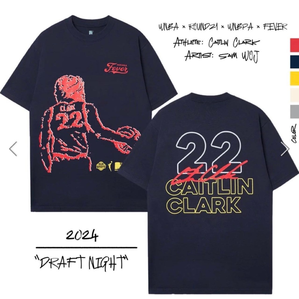 Caitlin Clark Indiana Fever T Shirt Size Small Black Red WNBA 22 Basketball Tee